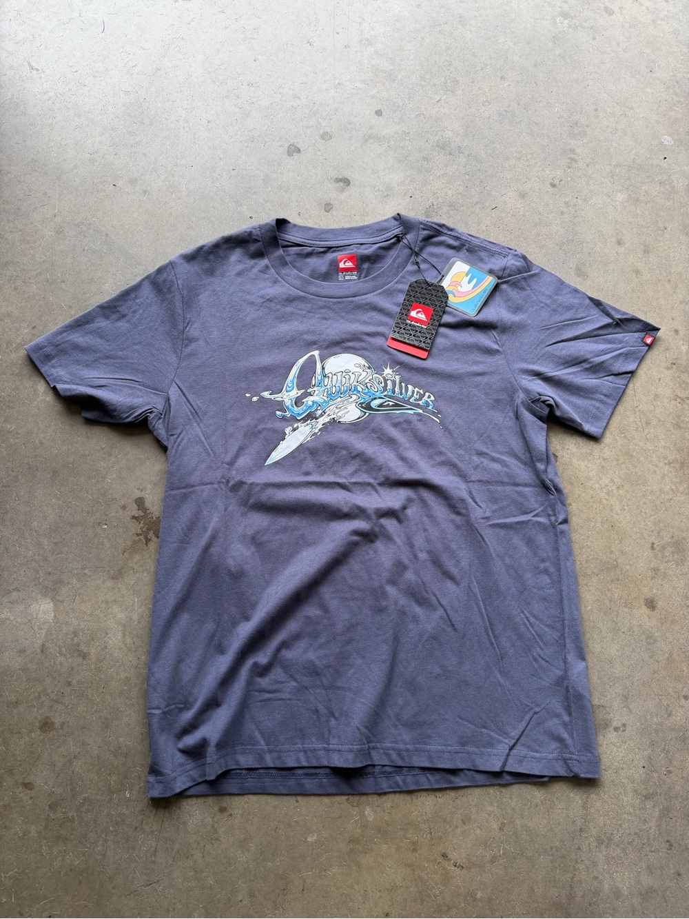 Quiksilver Men's Slate Blue Surf Graphic Short Sleeve Tee